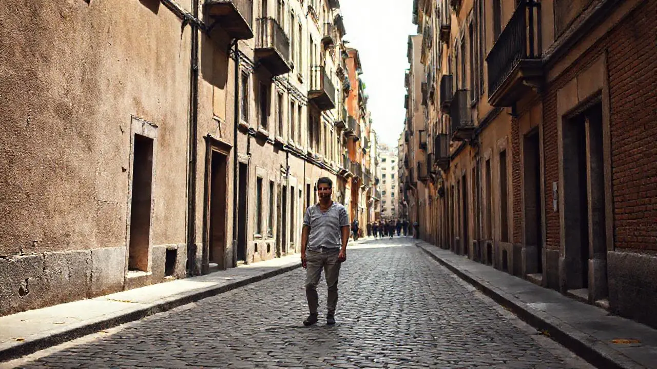Calle urbana, tranquila y ligeramente desdibujada