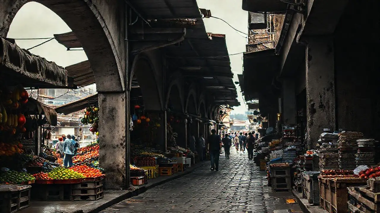 Mercado vibrante, atmósfera profunda y natural
