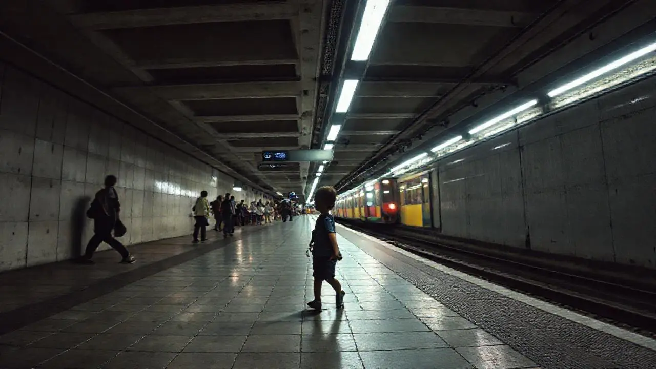 Estación subterránea, ambiente cotidiano y silencioso