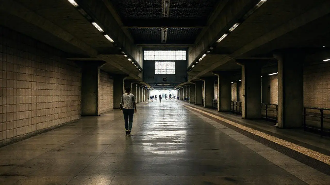 Estación subterránea, silenciosa y extensa