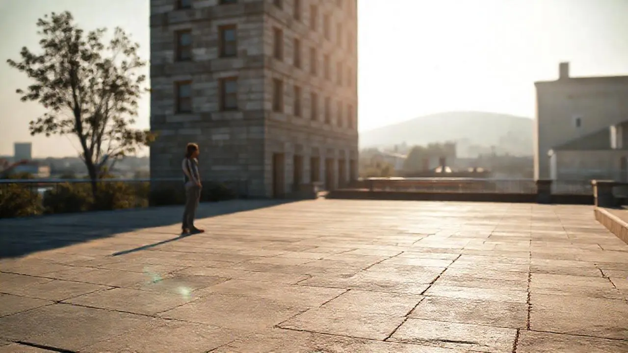 Calma urbana bajo luz suave y difusa