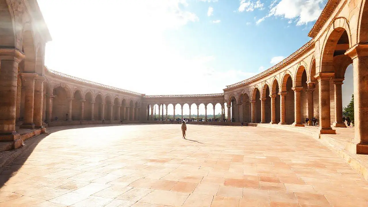 Arquitectura serena y luminosa al aire libre