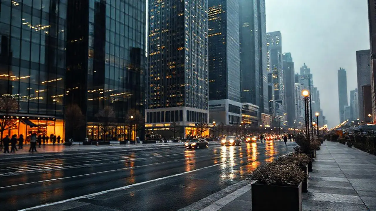 Ciudad urbana, luces y sombras difusas
