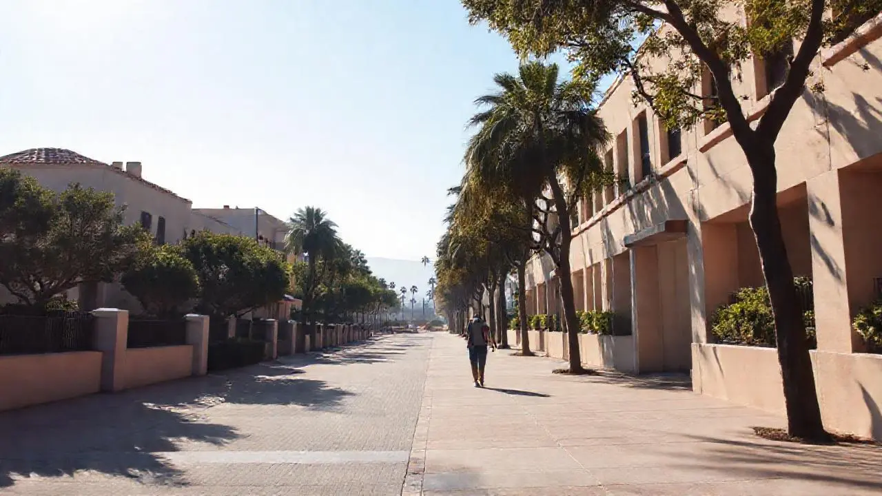 Una escena urbana serena y soleada