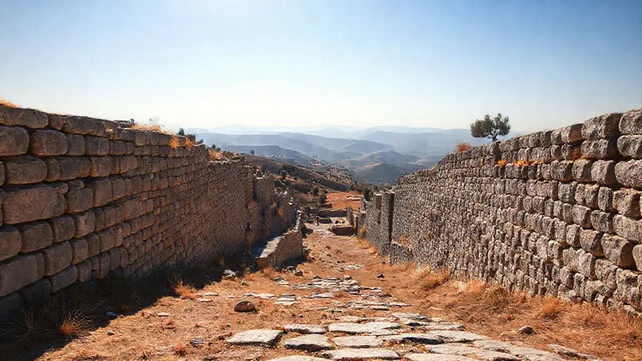 Antiguas ruinas en un paisaje vasto
