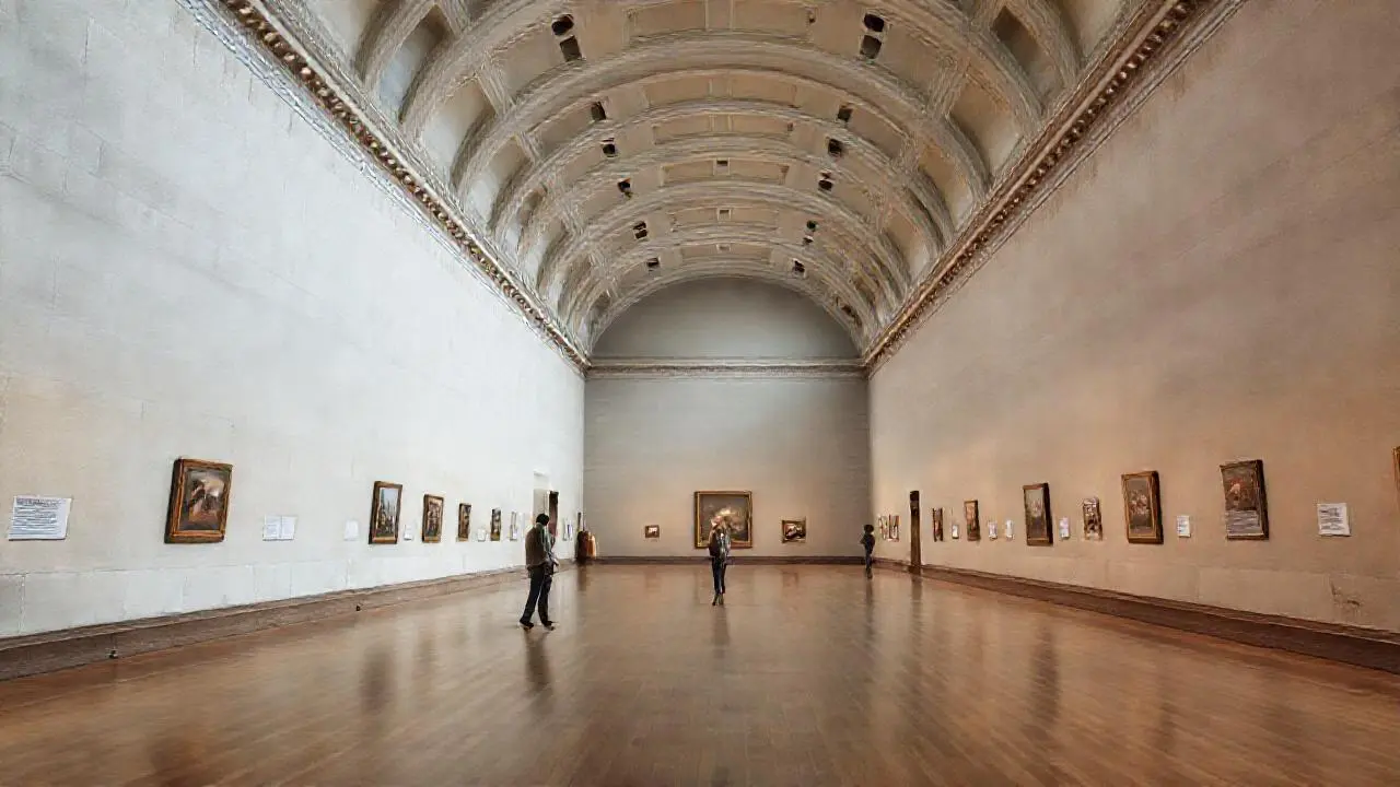 Serena calma reina en la vasta galería
