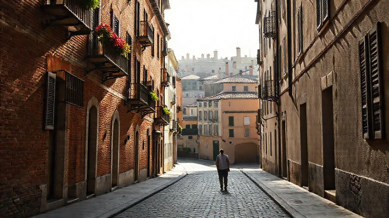 Calle antigua, tranquila y llena de luz