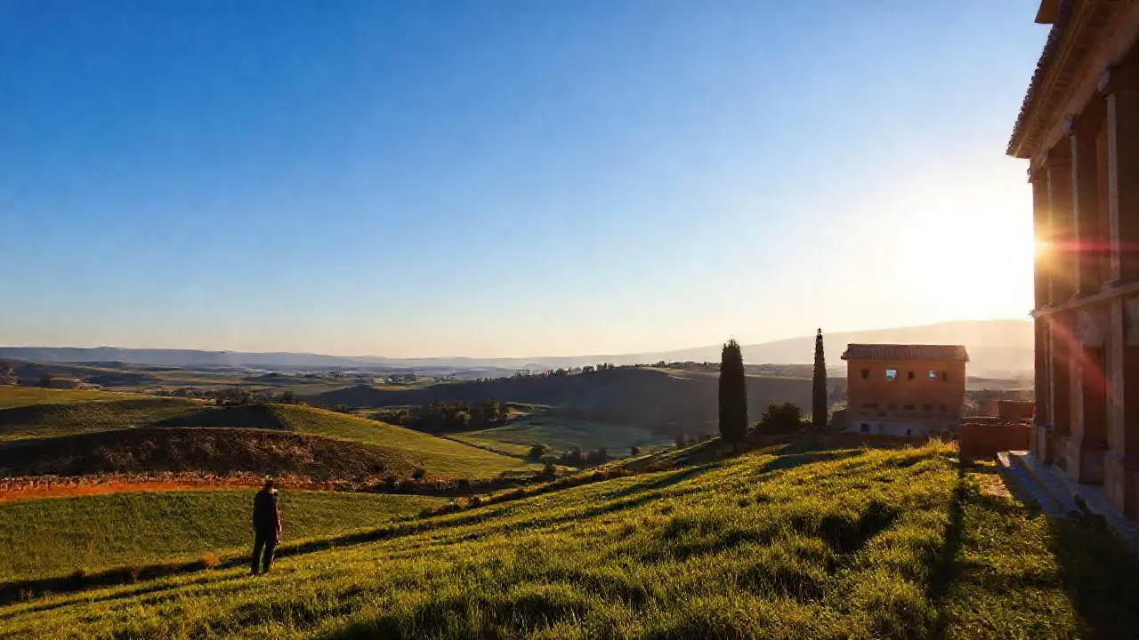 Paz rural, luz suave y espacio abierto