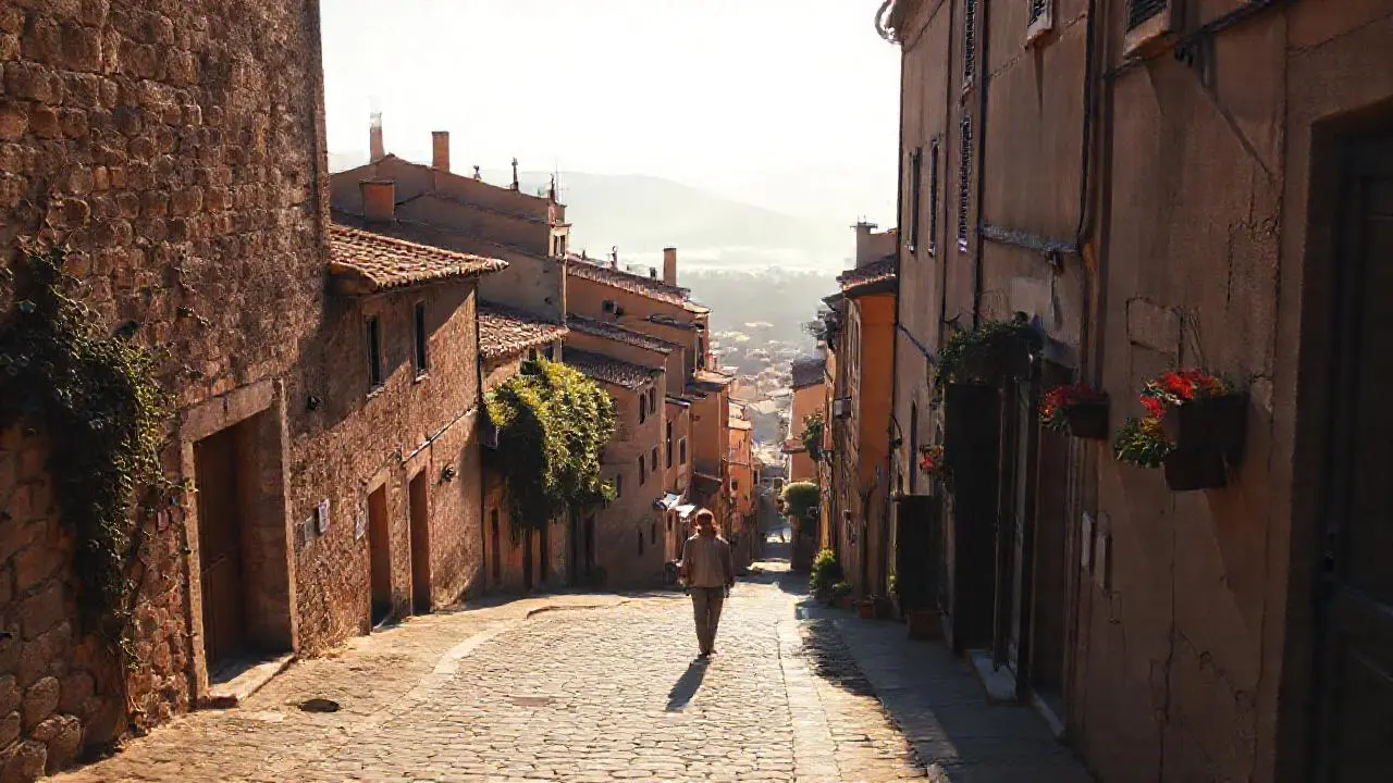 Un pueblo antiguo, tranquilo y soleado