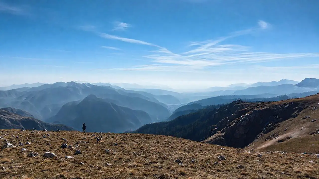Paisaje montañoso vasto, sereno y silencioso