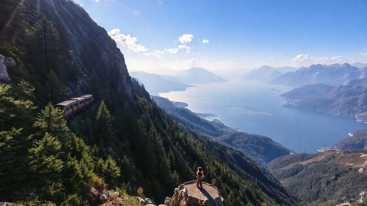 Majestuoso paisaje de montaña, luz y altura