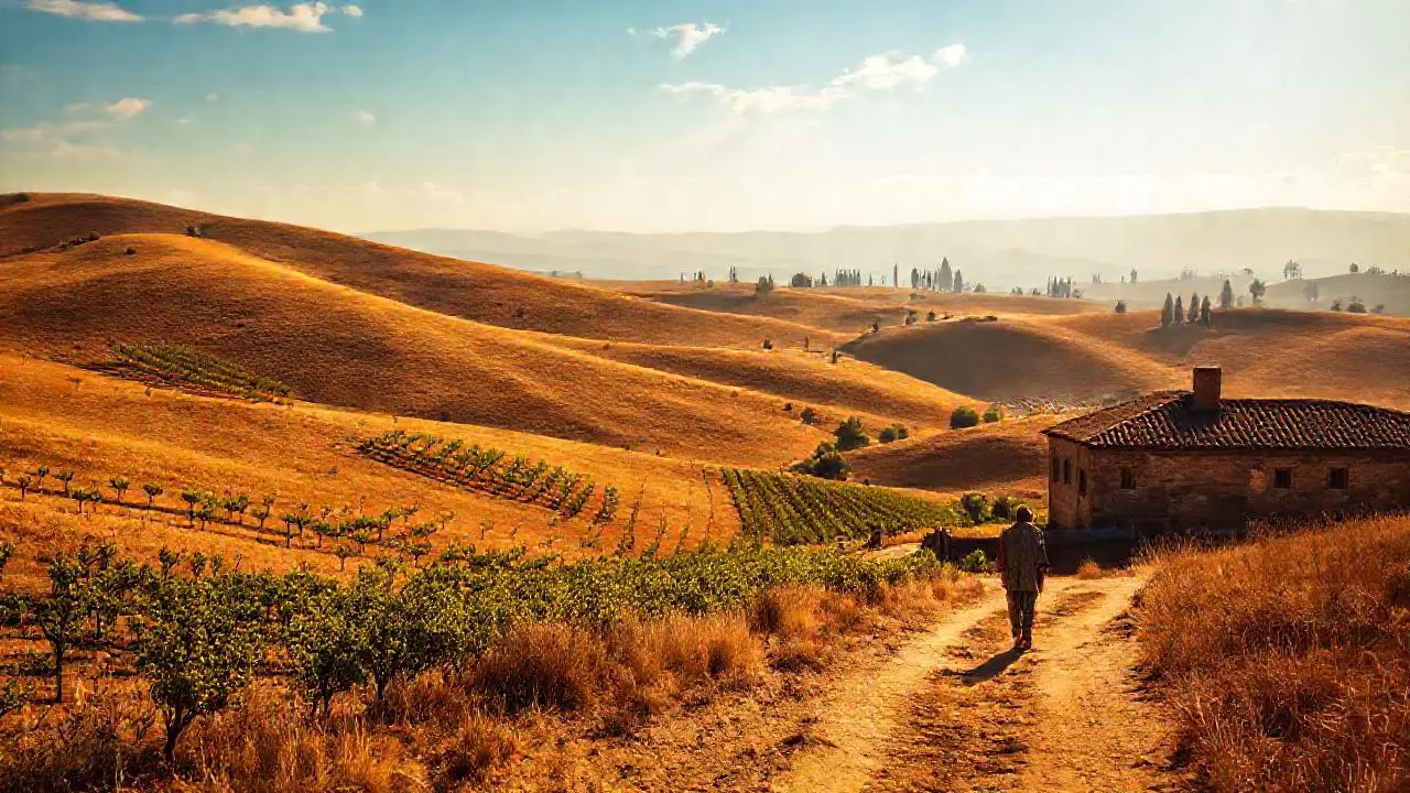 Paisaje toscano, tranquilo y soleado
