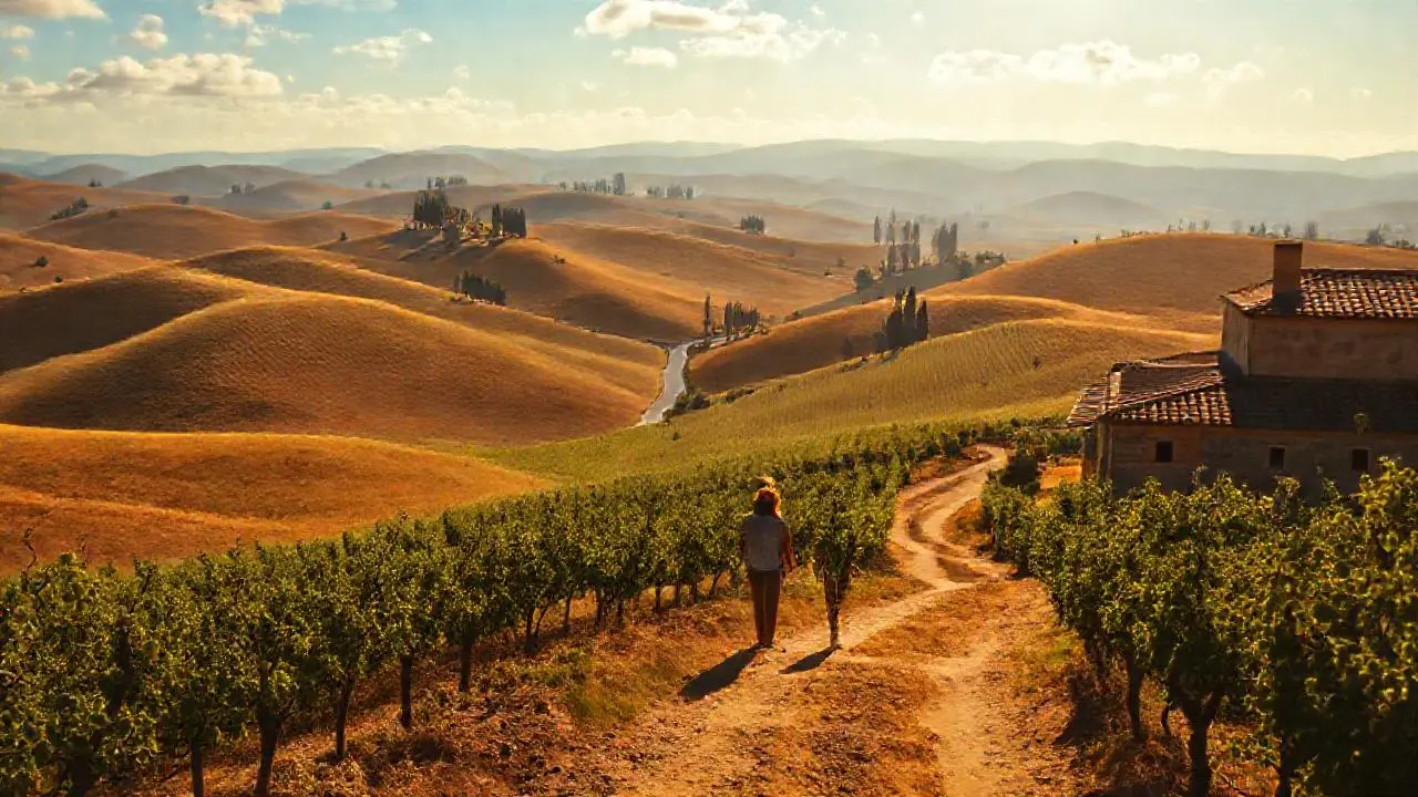 Paisaje toscano tranquilo y soleado