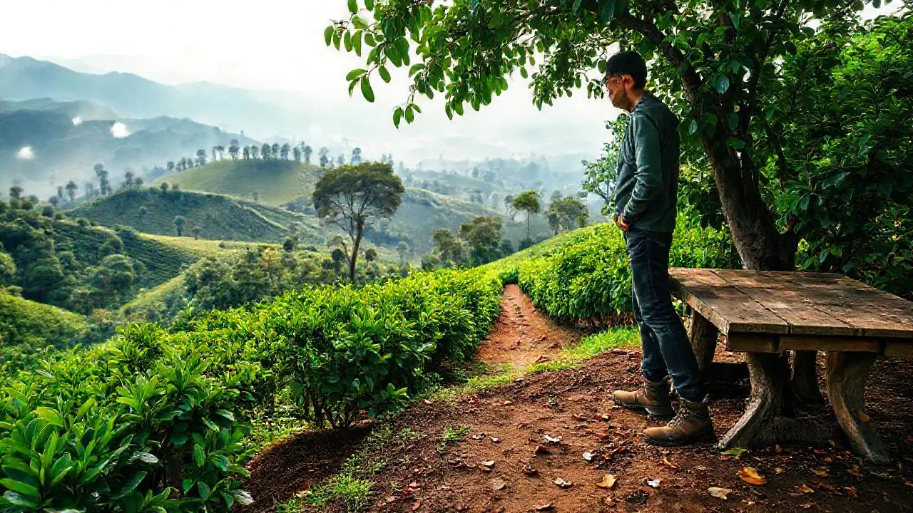 Paisaje tranquilo y fértil de una plantación