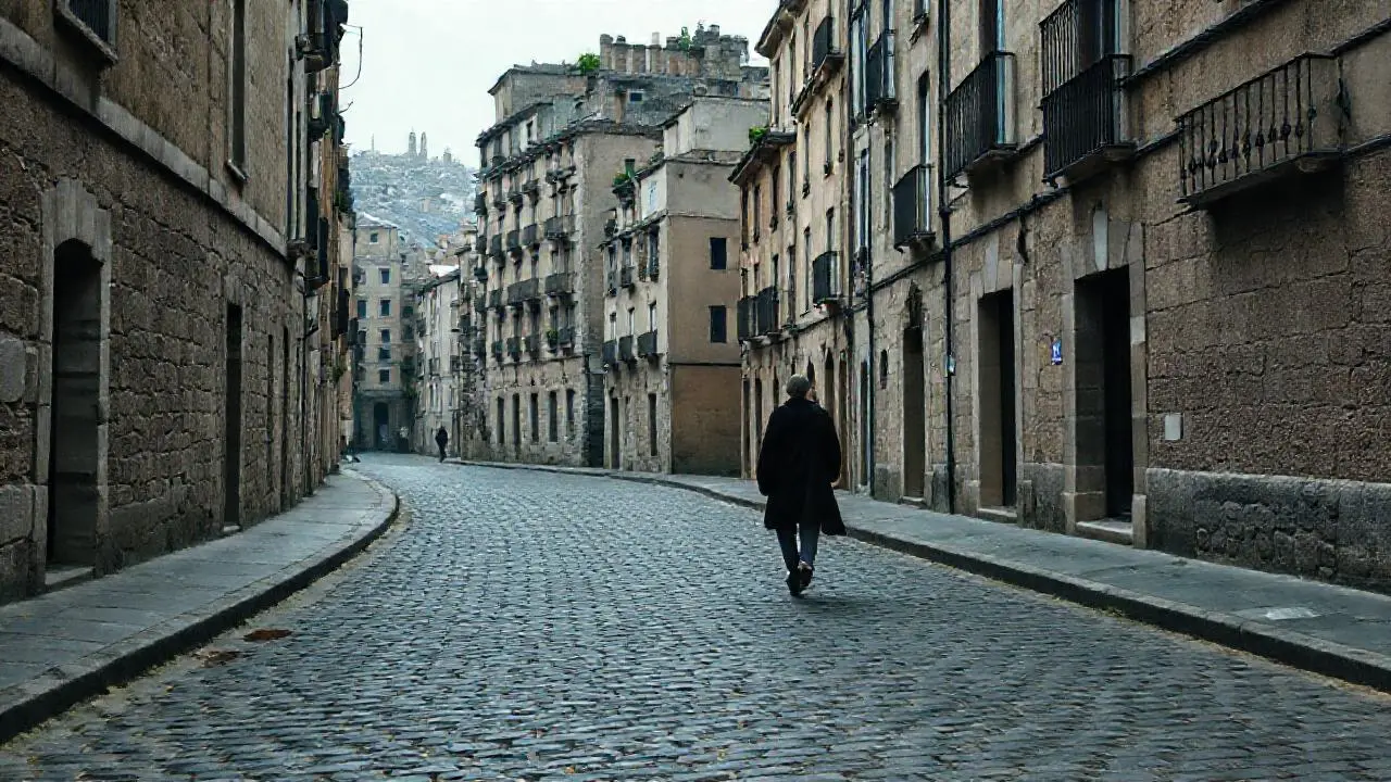Calle antigua, tranquila y atmosférica