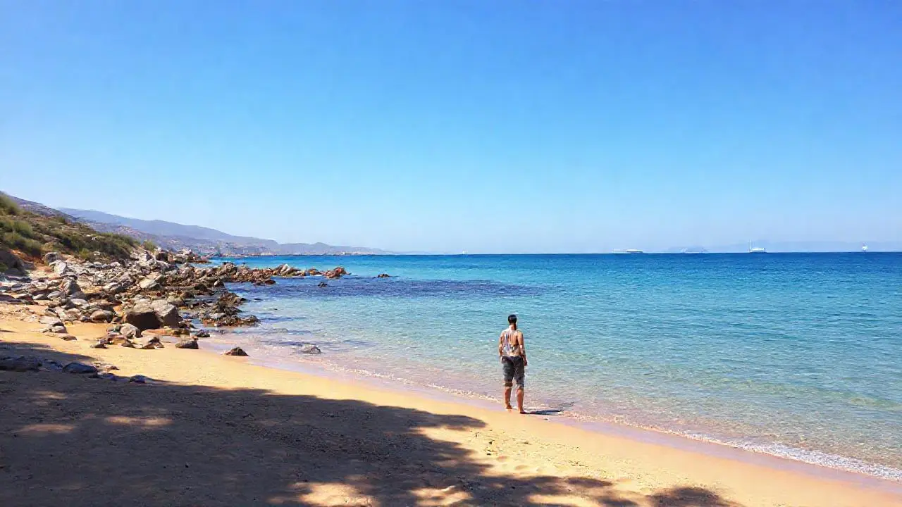 Escena costera tranquila y soleada