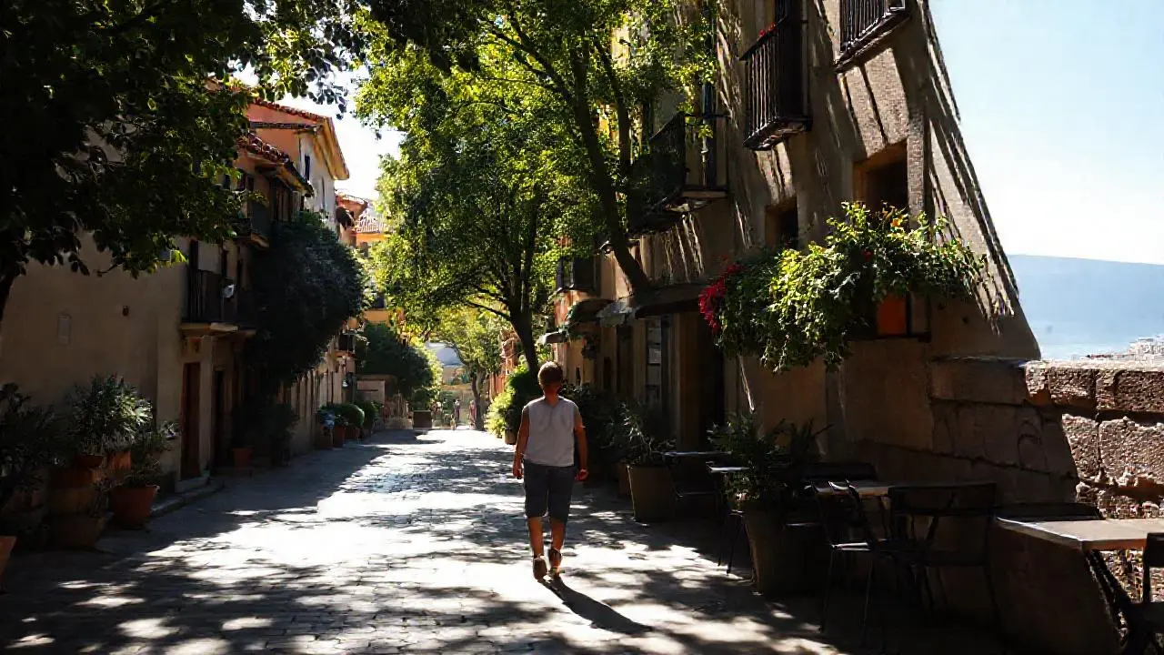 Paz y luz en una calle tranquila