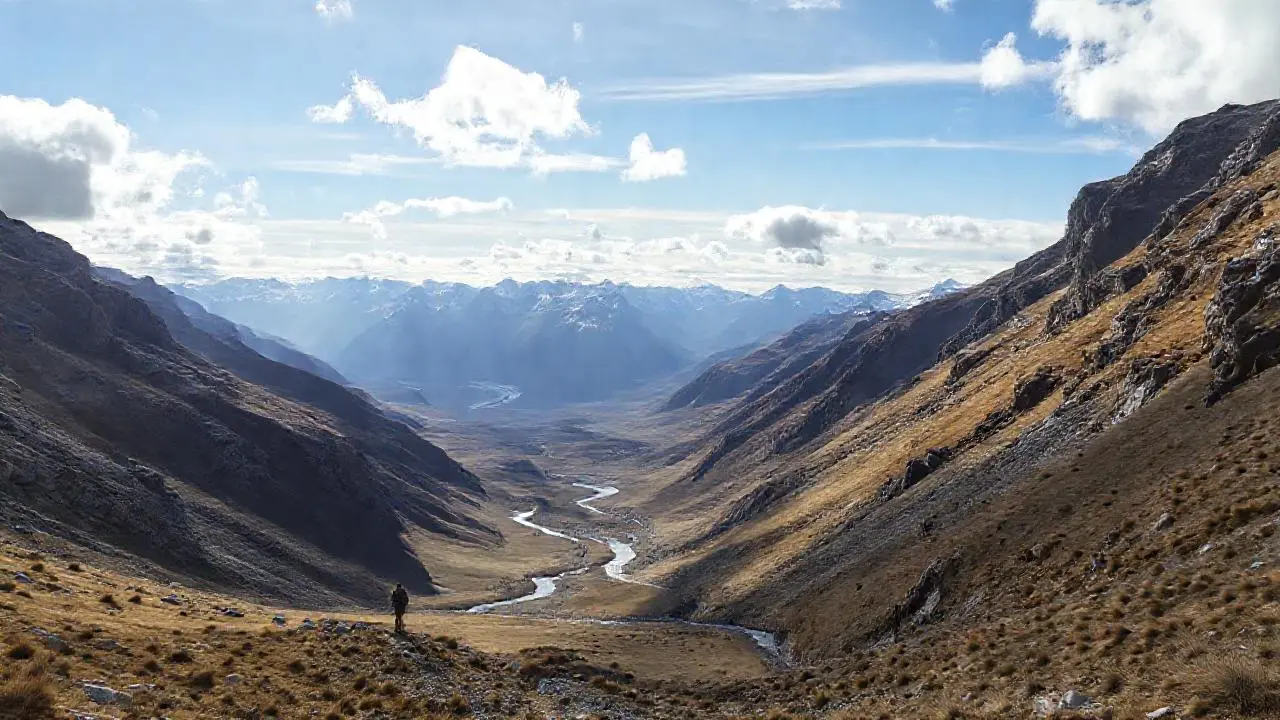 Imponente paisaje montañoso y solitario