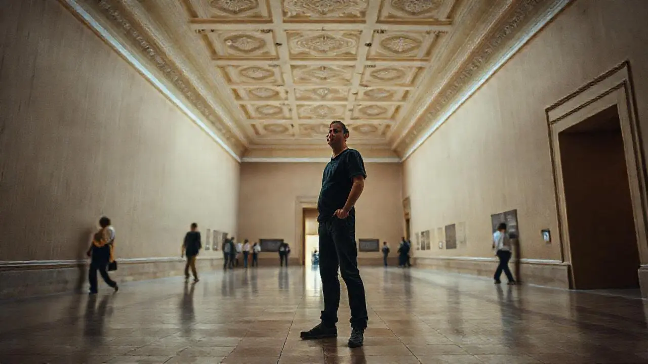 Galería amplia, tranquila y ligeramente polvorienta