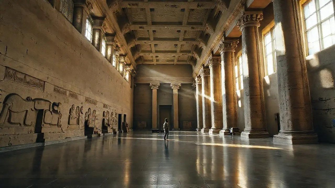 Un museo antiguo, vasto y silencioso