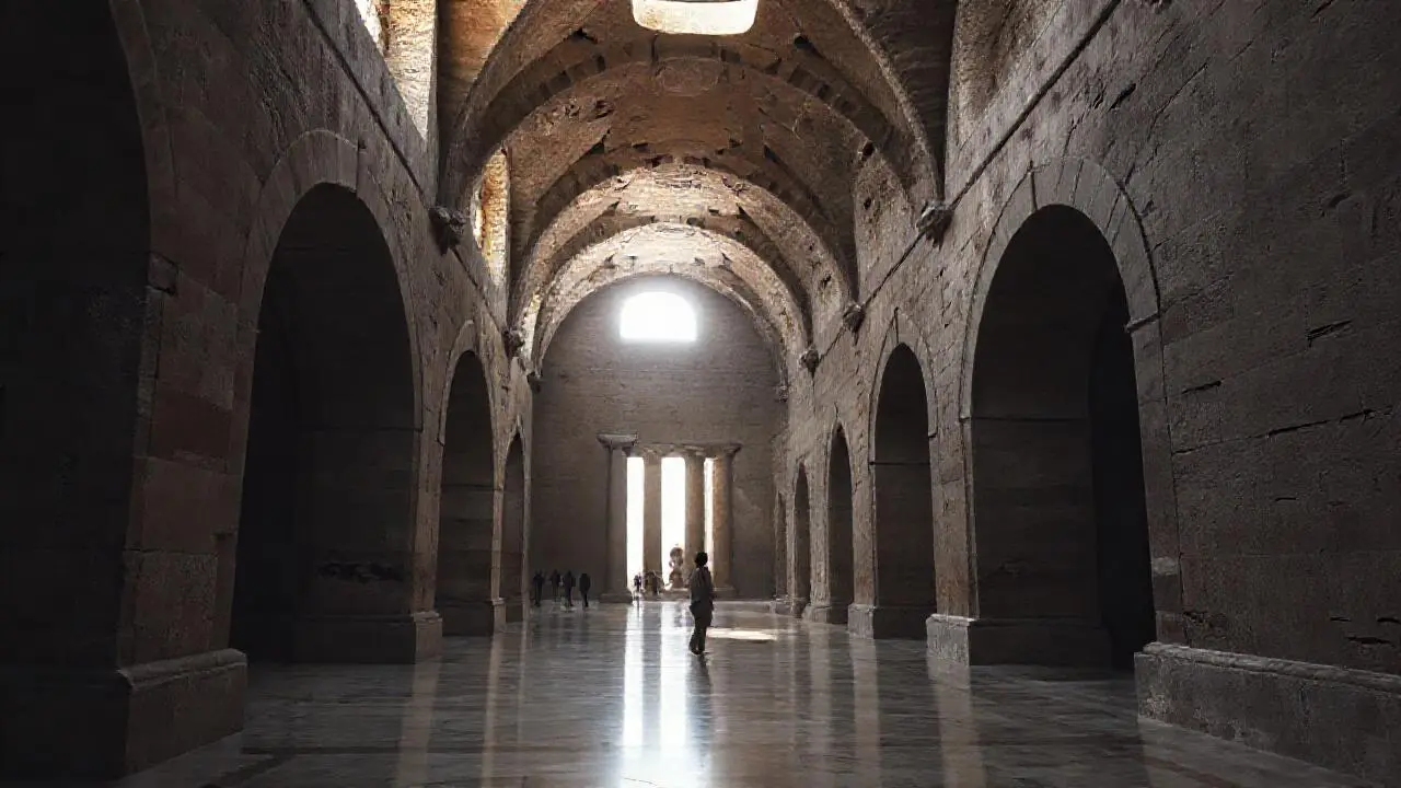 Interior antiguo, espacioso y lleno de historia