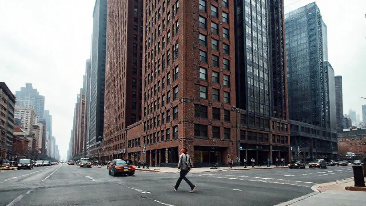 Escena urbana grisácea y difusa