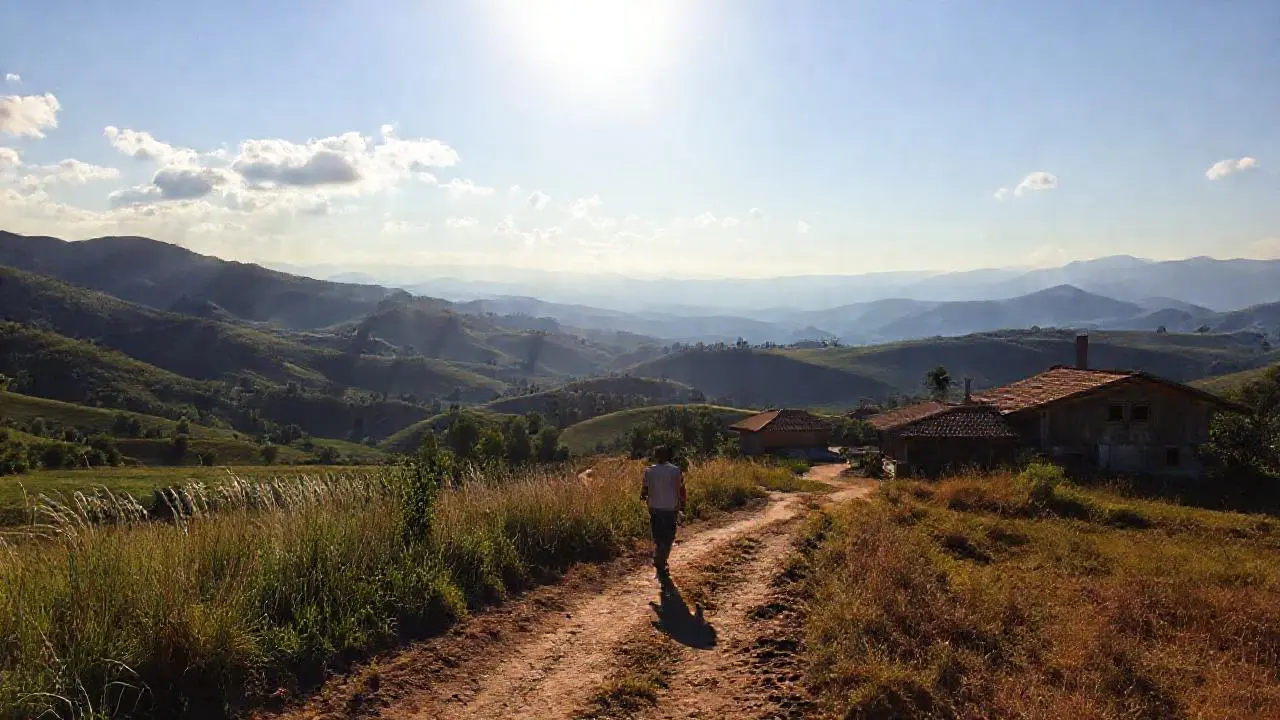 Paz rural bajo luz suave y lejana