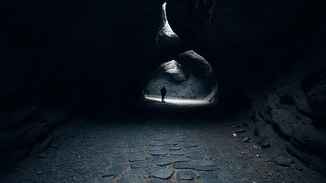 Cueva extensa, oscura y misteriosa