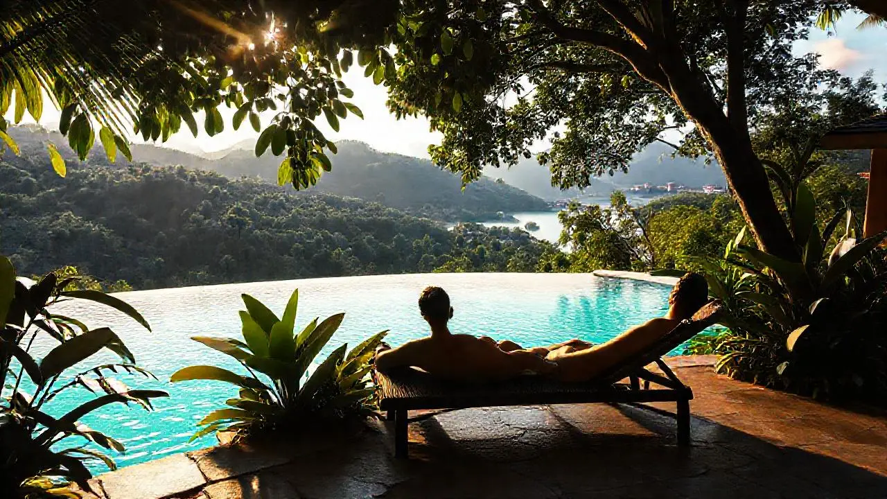 Paz tropical, luz y sombra suave