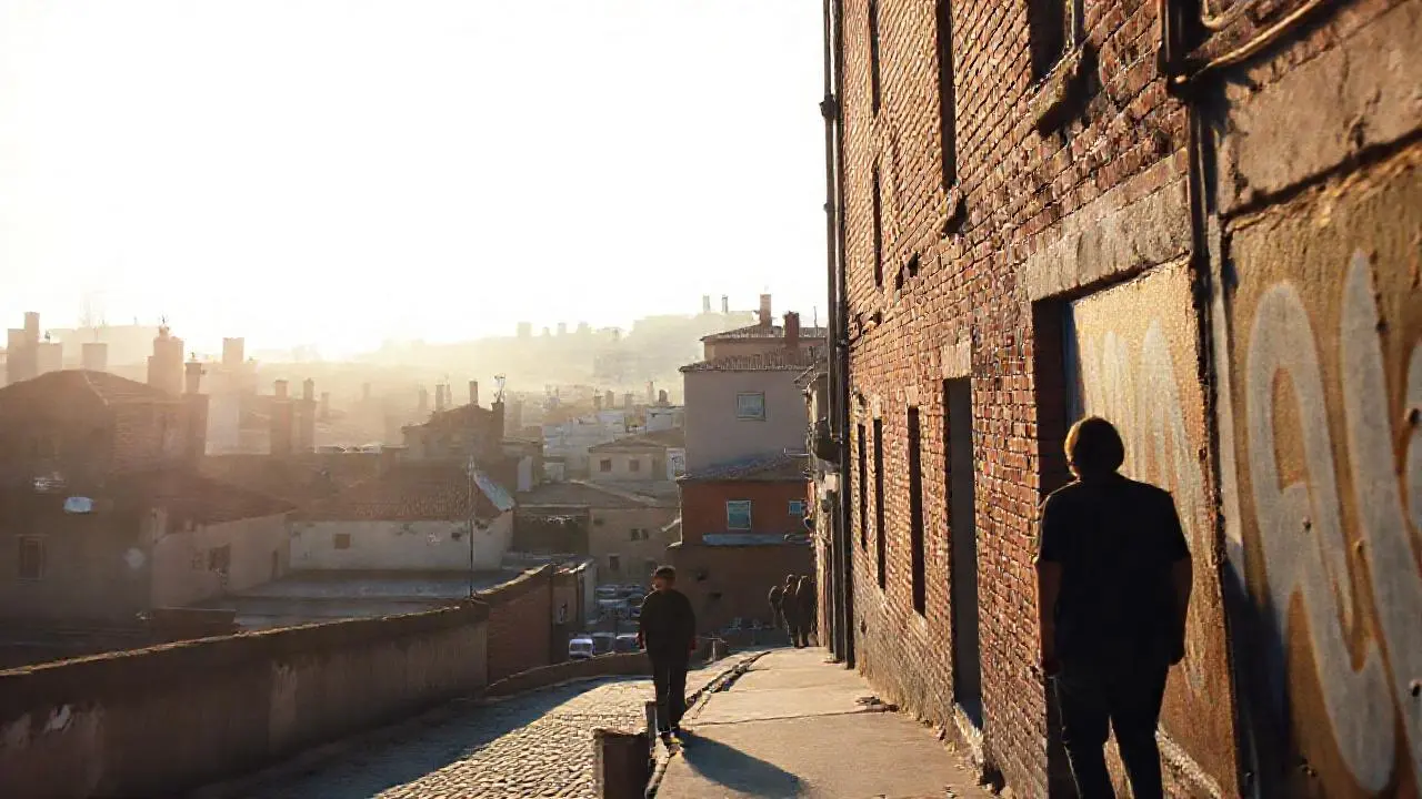 Calle urbana, ambiente nostálgico y realista