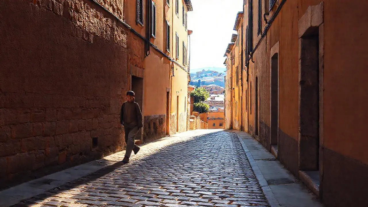 Calle antigua, tranquila y llena de luz