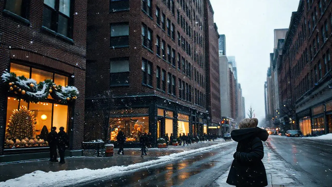 Invierno urbano, arquitectura clásica, suave y borrosa