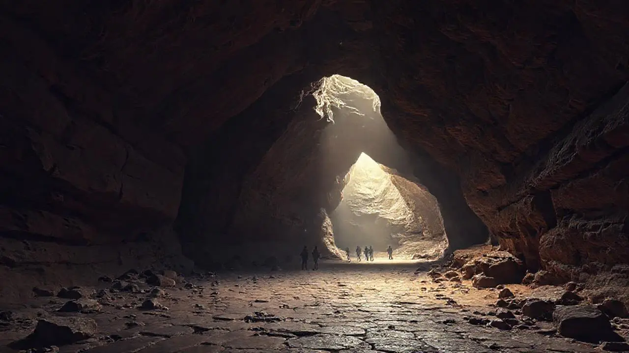 Caverna vasta, oscura y llena de detalles