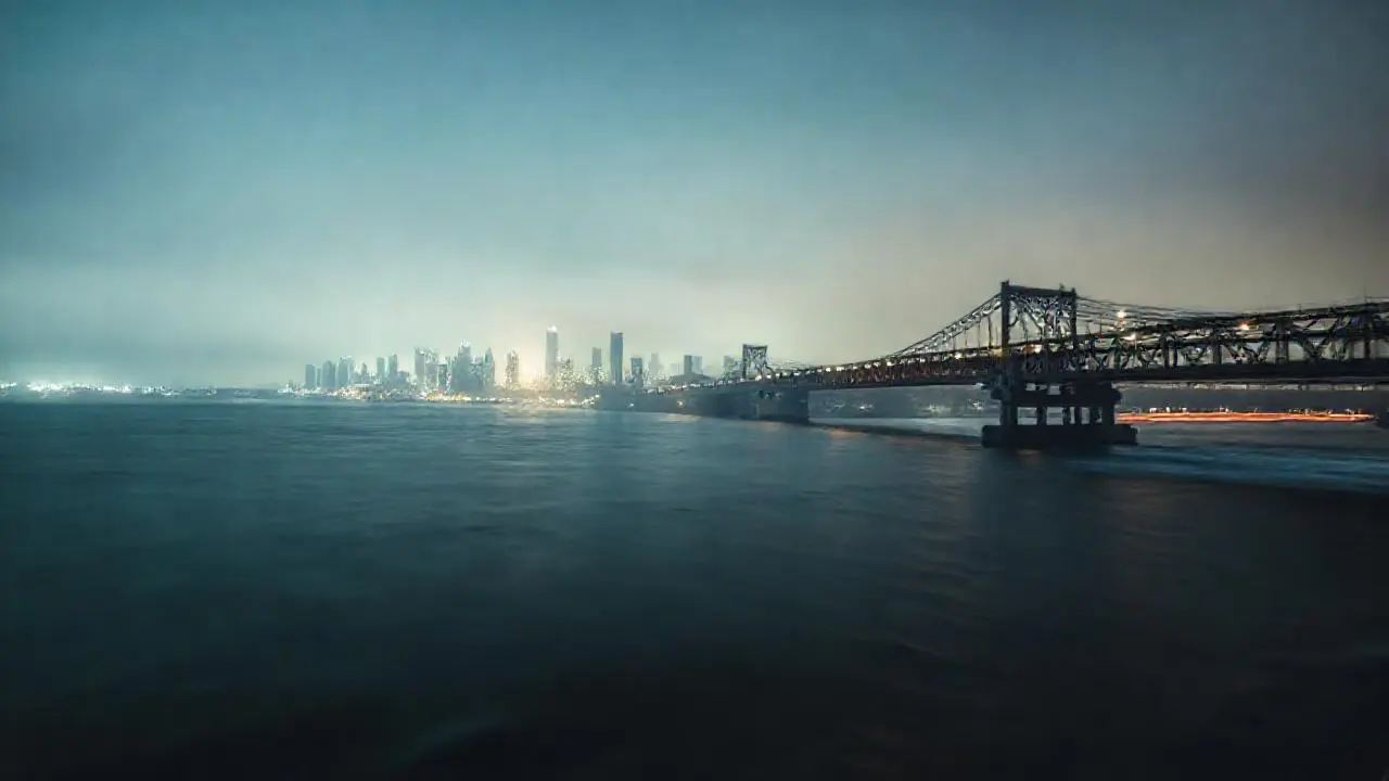 Una noche urbana serena y extensa