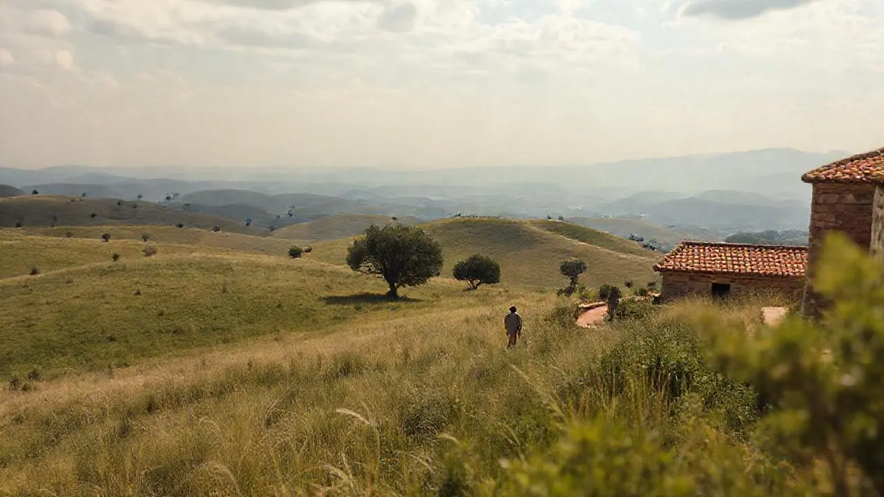 Paisaje vasto y sereno bajo cielos abiertos