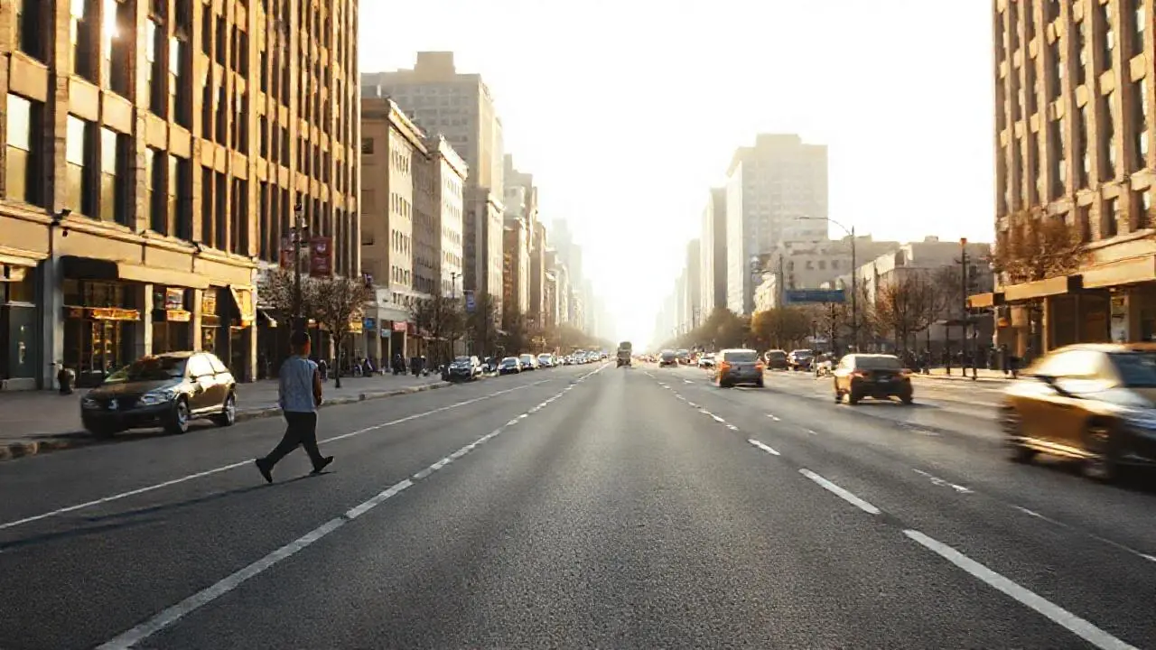 Ciudad urbana tranquila bajo luz suave