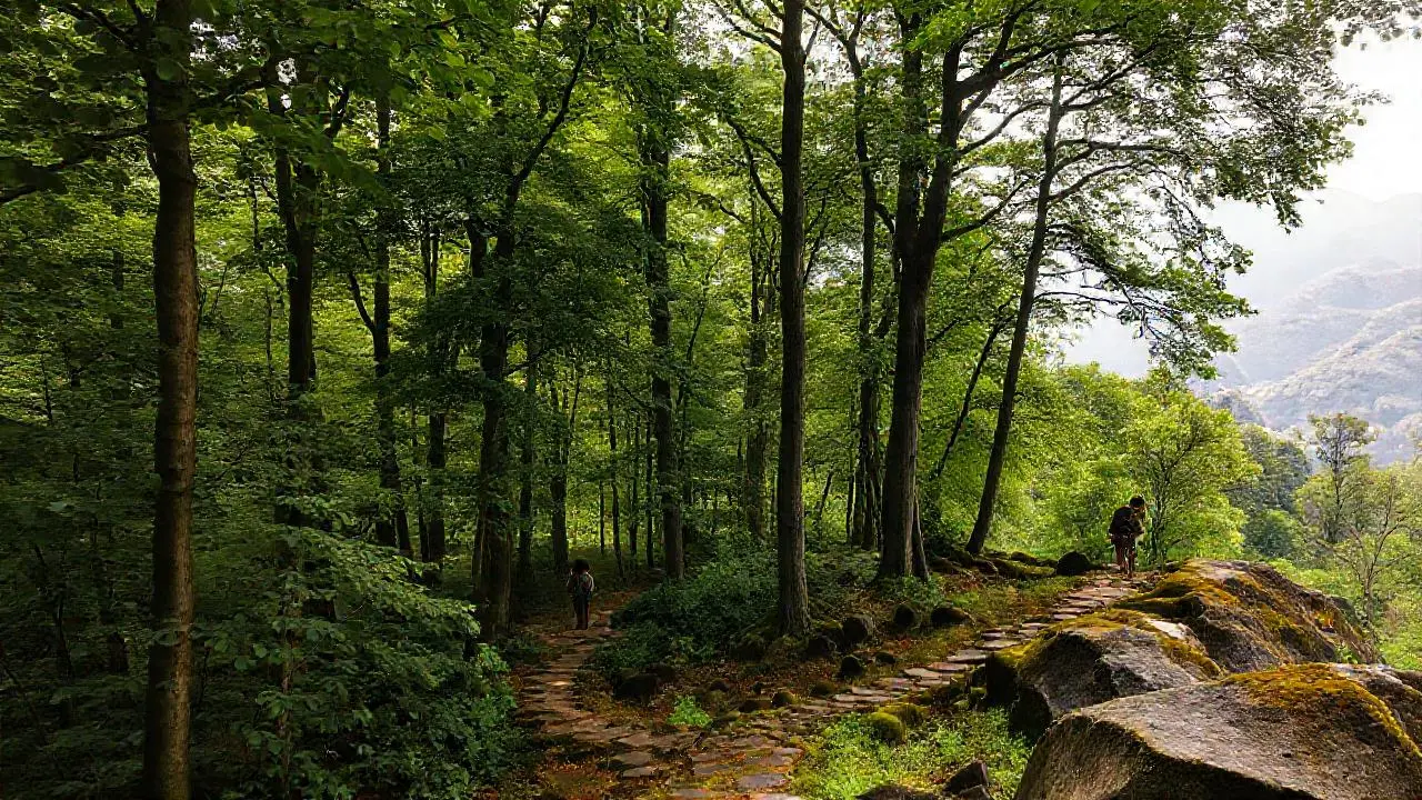Un paisaje boscoso, tranquilo y vasto