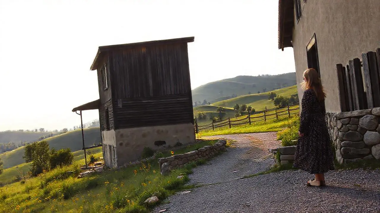 Paisaje rural sereno y nostálgico