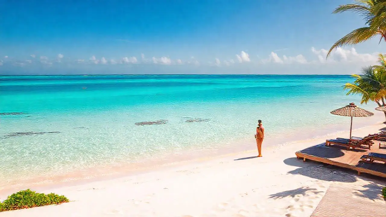 Playa tranquila, luz cálida y relajación
