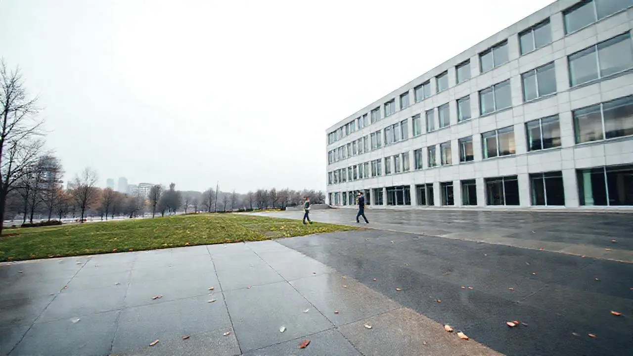 Edificio moderno en ambiente urbano y tranquilo