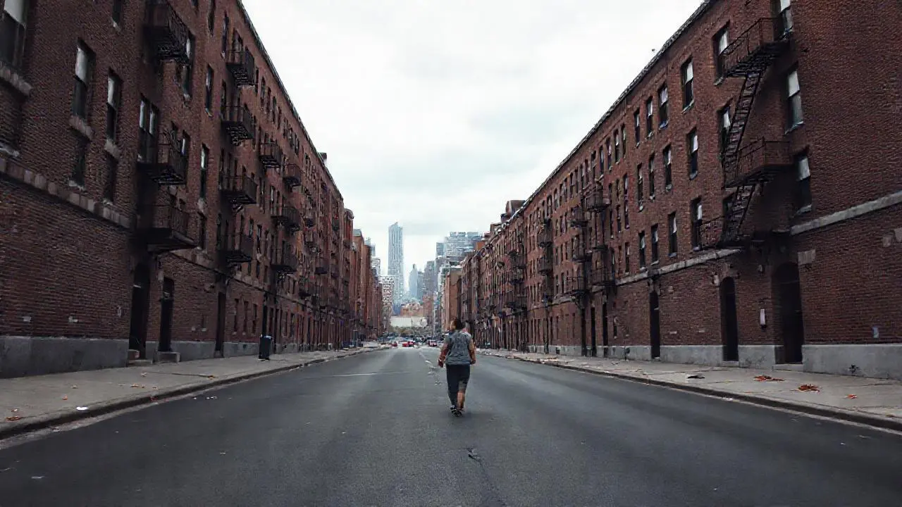 Calle urbana, tranquila y ligeramente borrosa