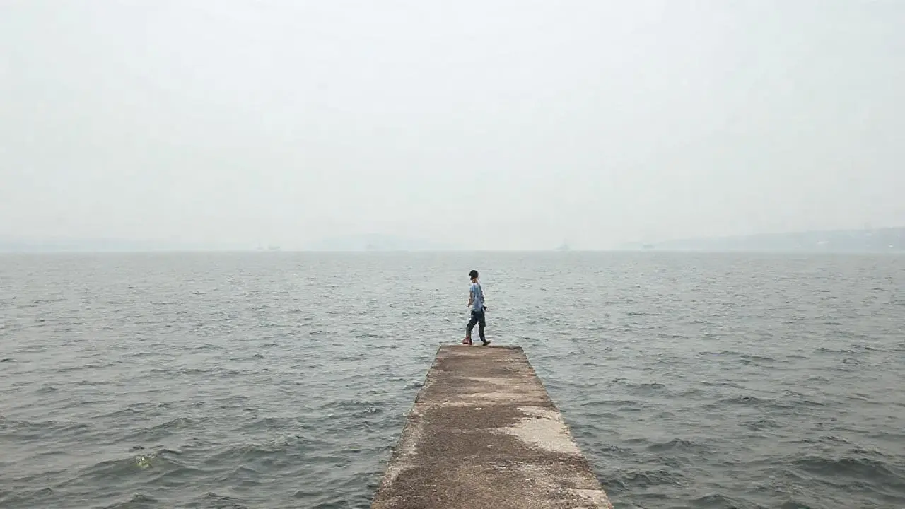 Tranquila escena marina, sutil y distante