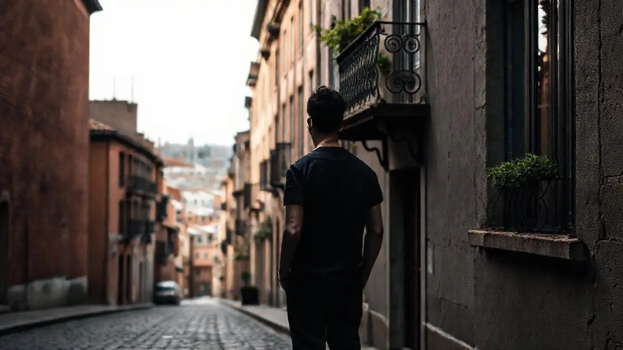 Escena urbana tranquila y ligeramente descolorida