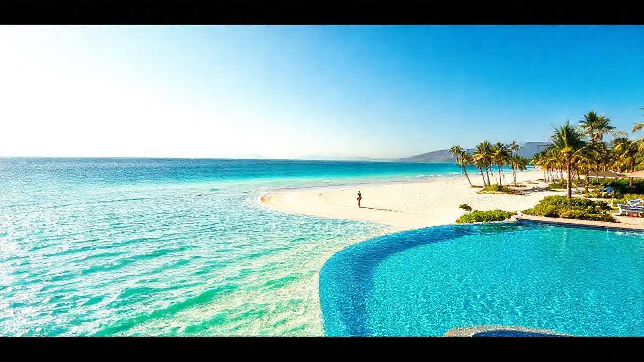 Playa tropical serena bajo el sol