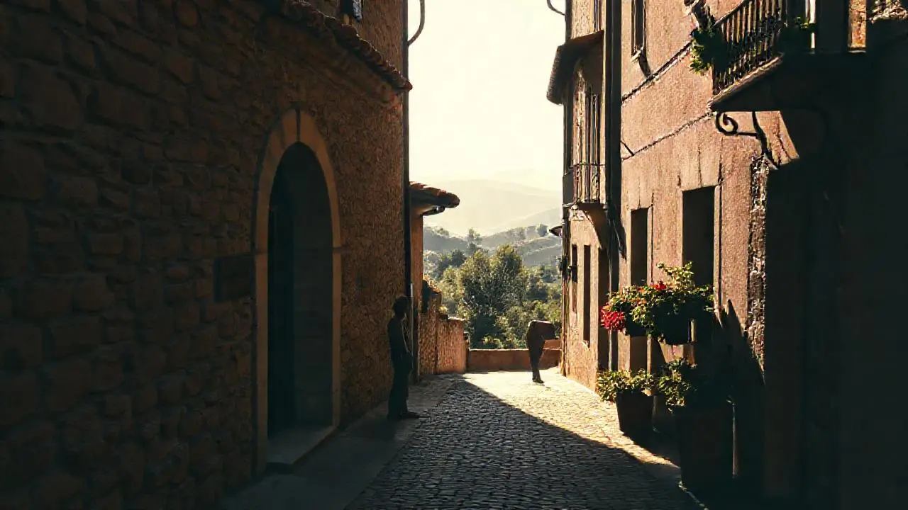 Escena urbana tranquila y ligeramente envejecida