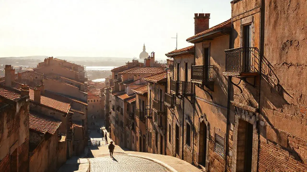 Pueblo antiguo, tranquilo y bañado por la luz