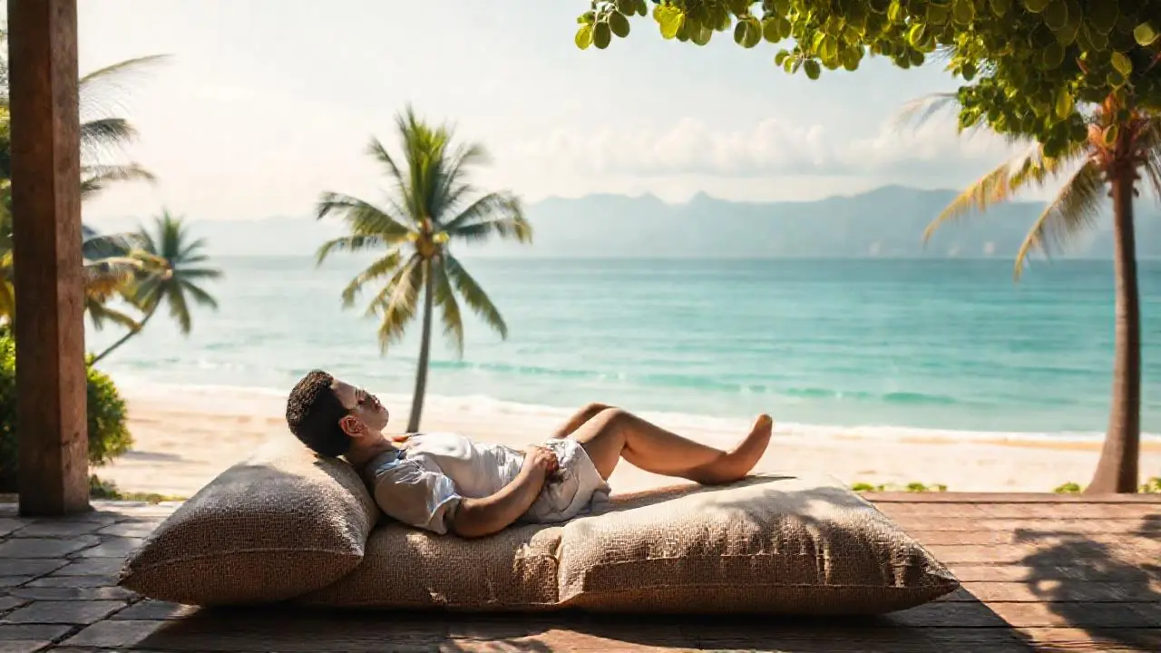 Tranquilidad tropical, luz suave y espacio