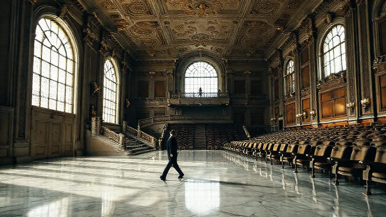 Imponente sala clásica, llena de quietud