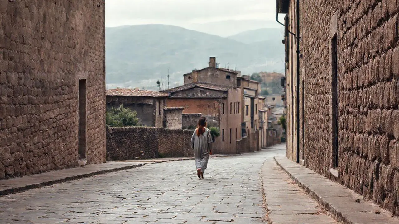 Calle antigua, tranquila y ligeramente difusa