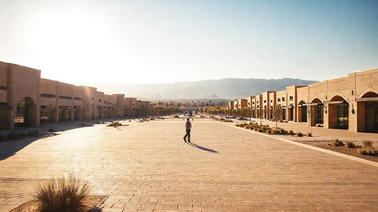 Plaza soleada y serena, arquitectura de piedra